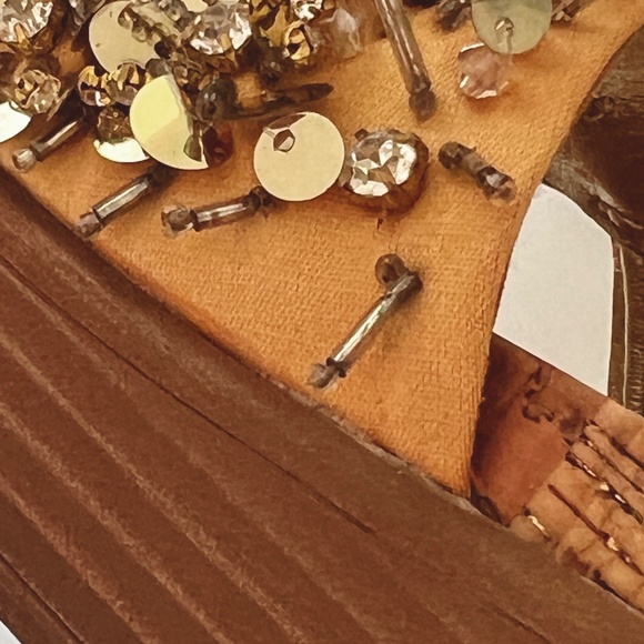 Worn Once! Donald Pliner FIFI Platino Embellished Satin Wedge Sandal 8.5 - Picture 9 of 15